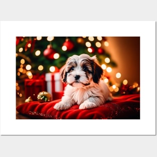 Cute Havanese Puppy Dog Christmas Posters and Art